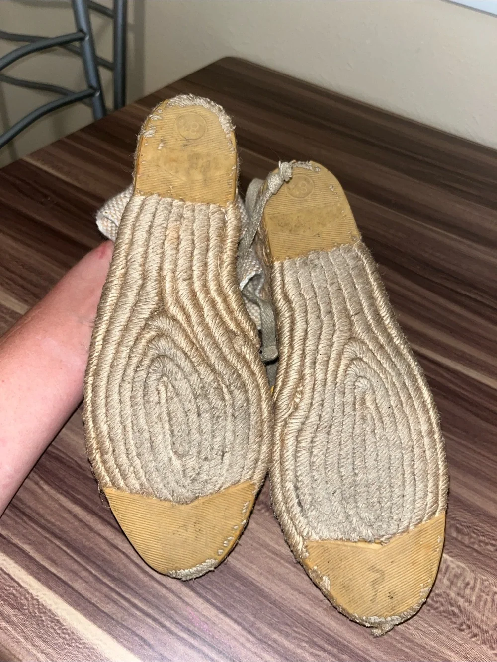 Lord and Taylor  Striped Multicolor Espadrille with ties around ankle